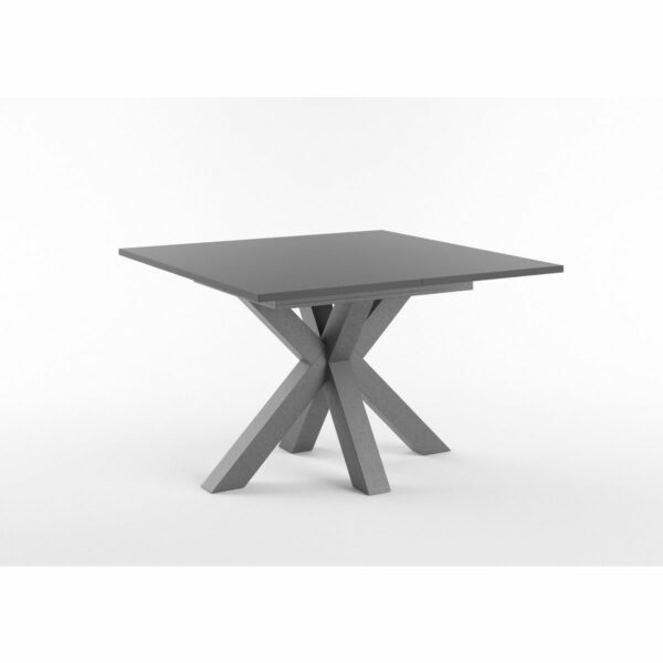 Set One Atlanta-System Esstisch Tischplatte quadratisch Dekor anthrazit matt Gestell sternförmig Dekor graphit schräg