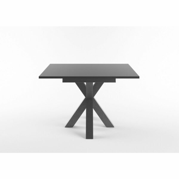 Set One Atlanta-System Esstisch Tischplatte quadratisch Dekor anthrazit matt Gestell sternförmig Dekor graphit seitlich
