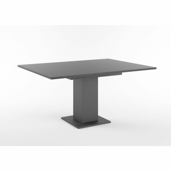 Set One Atlanta-System Esstisch Tischplatte quadratisch Dekor anthrazit matt Säule quadratisch Dekor Schwarzstahl ausgezogen