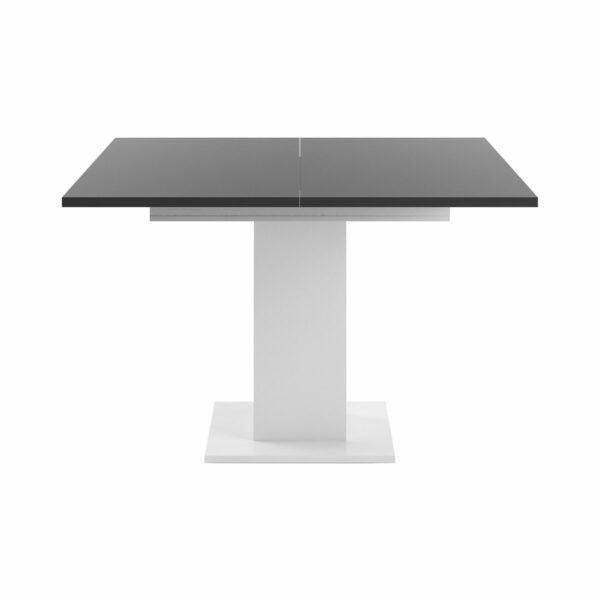 Set One Atlanta-System Esstisch Tischplatte quadratisch Dekor anthrazit matt Säule quadratisch Dekor weiß matt frontal