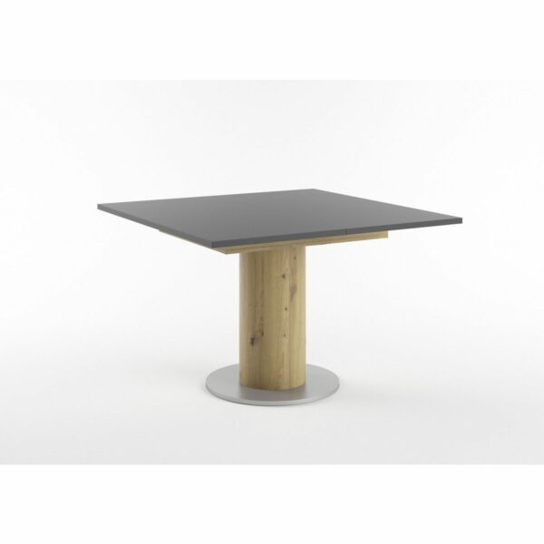 Set One Atlanta-System Esstisch Tischplatte quadratisch Dekor anthrazit matt Säule rund Artisan Eiche Holznachbildung schräg