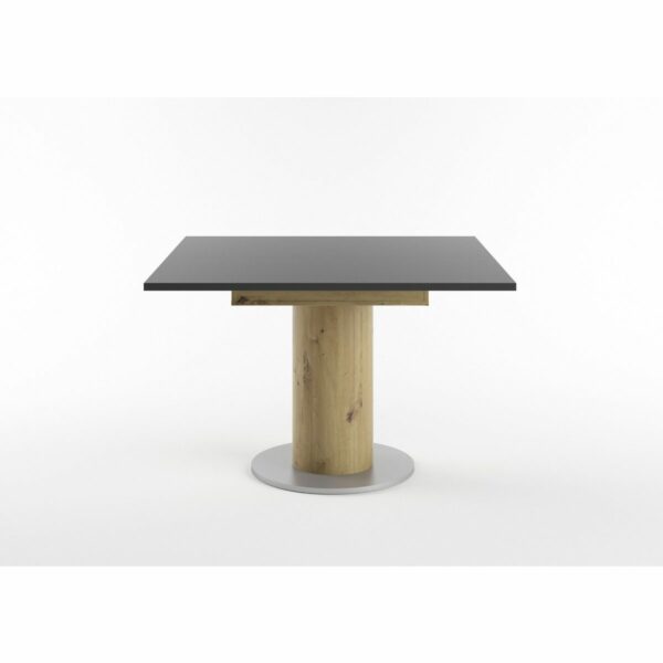 Set One Atlanta-System Esstisch Tischplatte quadratisch Dekor anthrazit matt Säule rund Artisan Eiche Holznachbildung seitlich