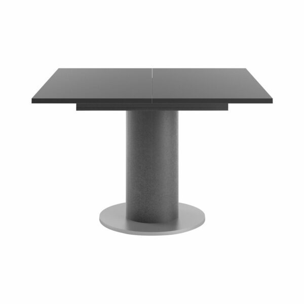 Set One Atlanta-System Esstisch Tischplatte quadratisch Dekor anthrazit matt Säule rund Dekor graphit frontal