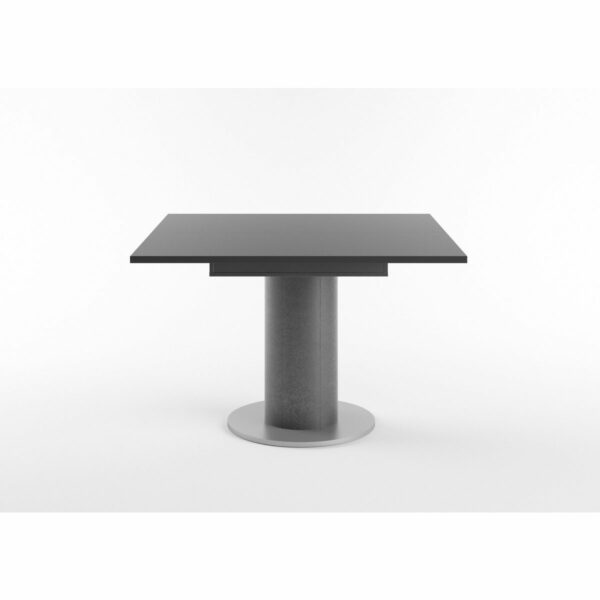 Set One Atlanta-System Esstisch Tischplatte quadratisch Dekor anthrazit matt Säule rund Dekor graphit seitlich
