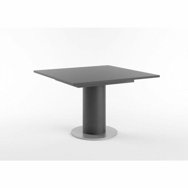 Set One Atlanta-System Esstisch Tischplatte quadratisch Dekor anthrazit matt Säule rund Dekor Schwarzstahl schräg