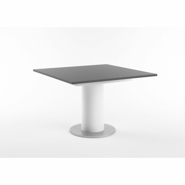 Set One Atlanta-System Esstisch Tischplatte quadratisch Dekor anthrazit matt Säule rund Dekor weiß matt schräg