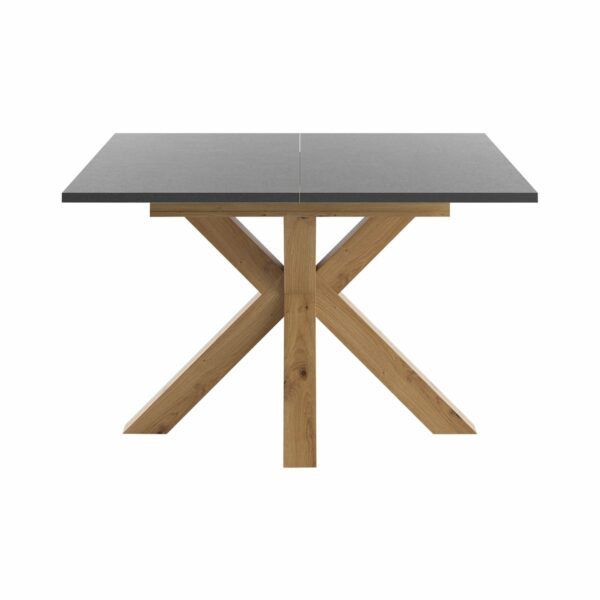 Set One Atlanta-System Esstisch Tischplatte quadratisch Dekor graphit Gestell sternförmig Artisan Eiche Holznachbildung frontal