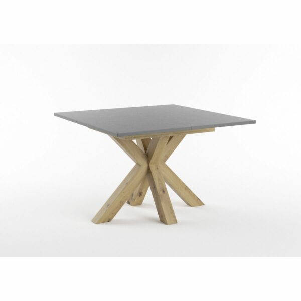 Set One Atlanta-System Esstisch Tischplatte quadratisch Dekor graphit Gestell sternförmig Artisan Eiche Holznachbildung schräg