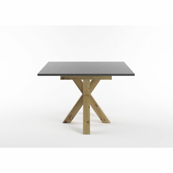 Set One Atlanta-System Esstisch Tischplatte quadratisch Dekor graphit Gestell sternförmig Artisan Eiche Holznachbildung seitlich