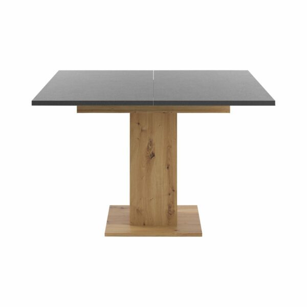 Set One Atlanta-System Esstisch Tischplatte quadratisch Dekor graphit Säule quadratisch Artisan Eiche Holznachbildung frontal