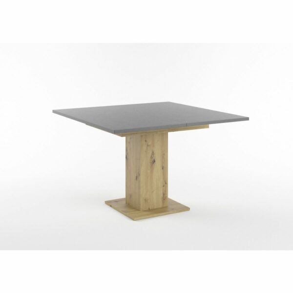 Set One Atlanta-System Esstisch Tischplatte quadratisch Dekor graphit Säule quadratisch Artisan Eiche Holznachbildung schräg