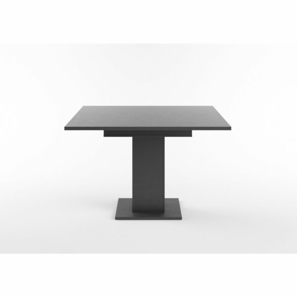 Set One Atlanta-System Esstisch Tischplatte quadratisch Dekor graphit Säule quadratisch Dekor Schwarzstahl seitlich