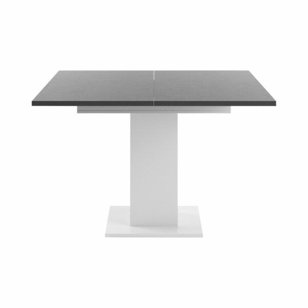 Set One Atlanta-System Esstisch Tischplatte quadratisch Dekor graphit Säule quadratisch Dekor weiß matt frontal