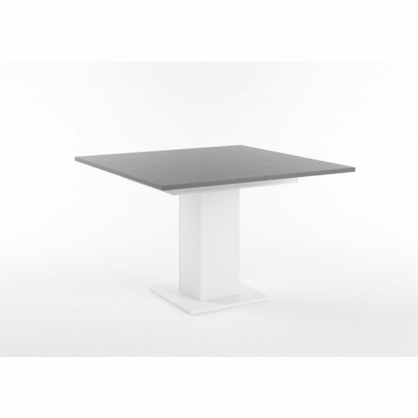 Set One Atlanta-System Esstisch Tischplatte quadratisch Dekor graphit Säule quadratisch Dekor weiß matt schräg