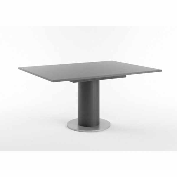Set One Atlanta-System Esstisch Tischplatte quadratisch Dekor graphit Säule rund Dekor Schwarzstahl ausgezogen