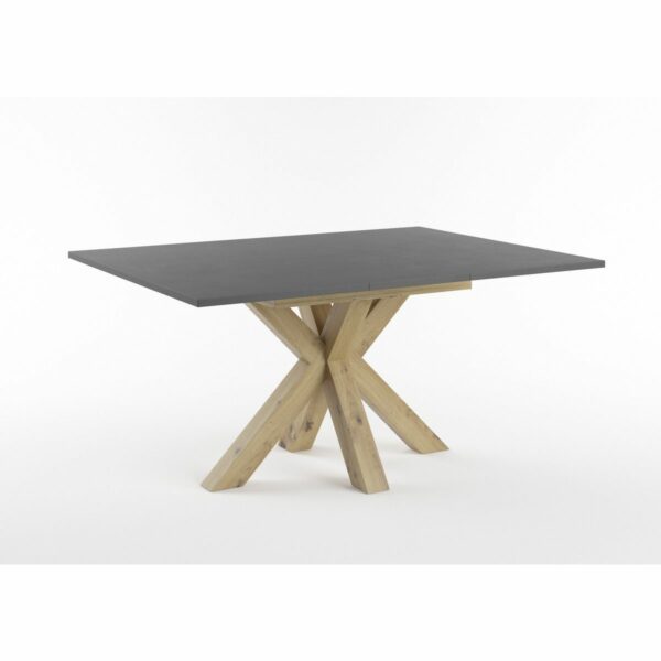 Set One Atlanta-System Esstisch Tischplatte quadratisch Dekor Schwarzstahl Gestell sternförmig Artisan Eiche Holznachbildung ausgezogen