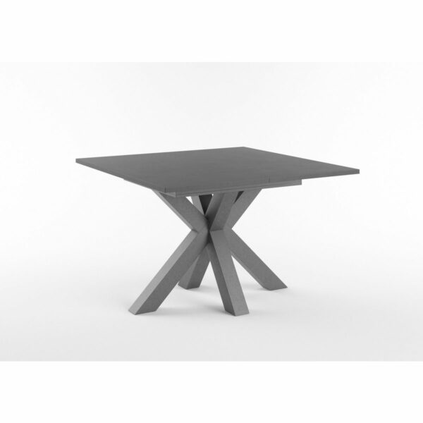 Set One Atlanta-System Esstisch Tischplatte quadratisch Dekor Schwarzstahl Gestell sternförmig Dekor graphit schräg