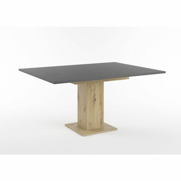 Set One Atlanta-System Esstisch Tischplatte quadratisch Dekor Schwarzstahl Säule quadratisch Artisan Eiche Holznachbildung ausgezogen