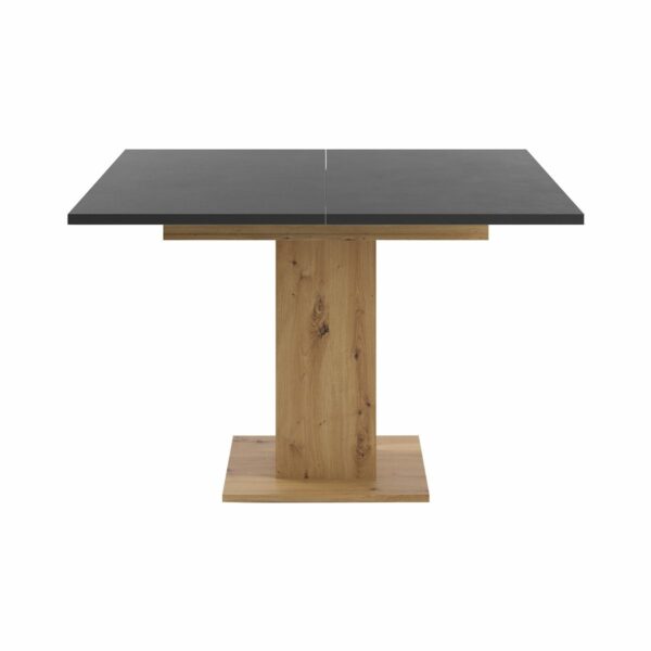 Set One Atlanta-System Esstisch Tischplatte quadratisch Dekor Schwarzstahl Säule quadratisch Artisan Eiche Holznachbildung frontal