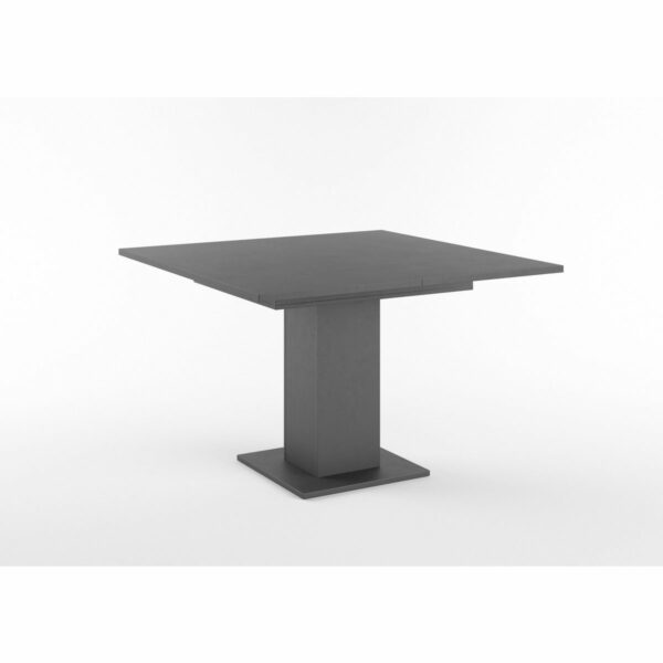 Set One Atlanta-System Esstisch Tischplatte quadratisch Dekor Schwarzstahl Säule quadratisch Dekor Schwarzstahl schräg