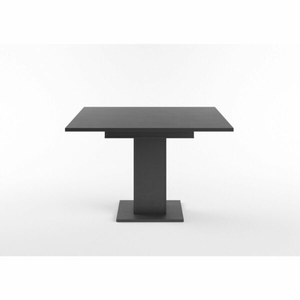 Set One Atlanta-System Esstisch Tischplatte quadratisch Dekor Schwarzstahl Säule quadratisch Dekor Schwarzstahl seitlich