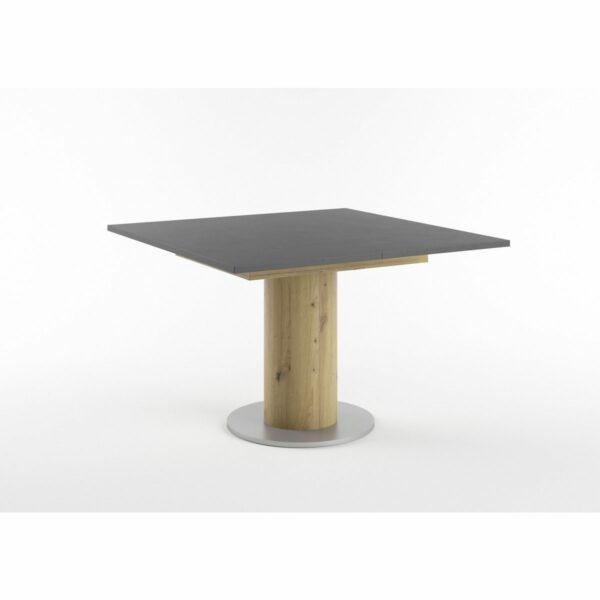 Set One Atlanta-System Esstisch Tischplatte quadratisch Dekor Schwarzstahl Säule rund Artisan Eiche Holznachbildung schräg