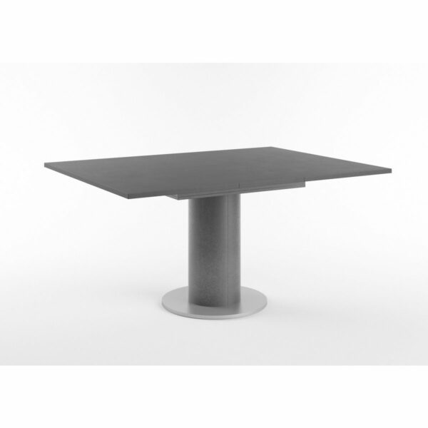 Set One Atlanta-System Esstisch Tischplatte quadratisch Dekor Schwarzstahl Säule rund Dekor graphit ausgezogen