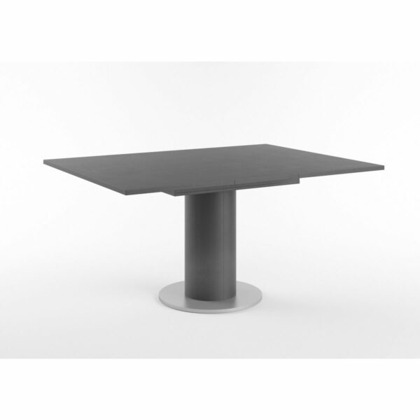 Set One Atlanta-System Esstisch Tischplatte quadratisch Dekor Schwarzstahl Säule rund Dekor Schwarzstahl ausgezogen