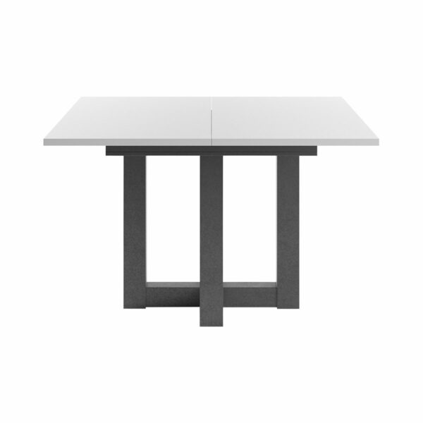 Set One Atlanta-System Esstisch Tischplatte quadratisch Dekor weiß matt Gestell Doppel-U Dekor graphit frontal