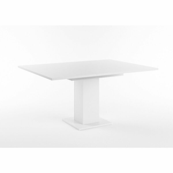 Set One Atlanta-System Esstisch Tischplatte quadratisch Dekor weiß matt Säule quadratisch Dekor weiß matt ausgezogen