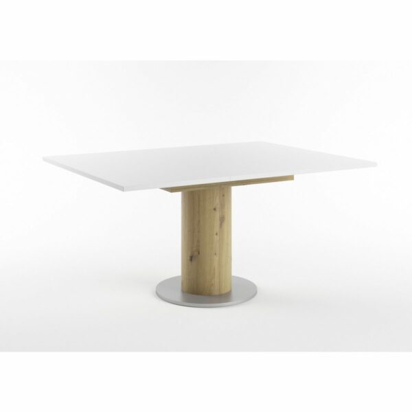 Set One Atlanta-System Esstisch Tischplatte quadratisch Dekor weiß matt Säule rund Artisan Eiche Holznachbildung ausgezogen