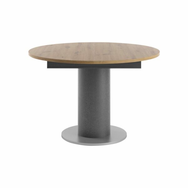 Set One Atlanta-System Esstisch Tischplatte rund Artisan Eiche Nachbildung Säule rund Dekor graphit frontal