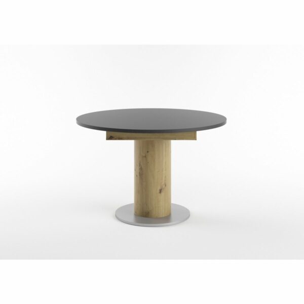 Set One Atlanta-System Esstisch Tischplatte rund Dekor anthrazit matt Säule rund Artisan Eiche Nachbildung seitlich