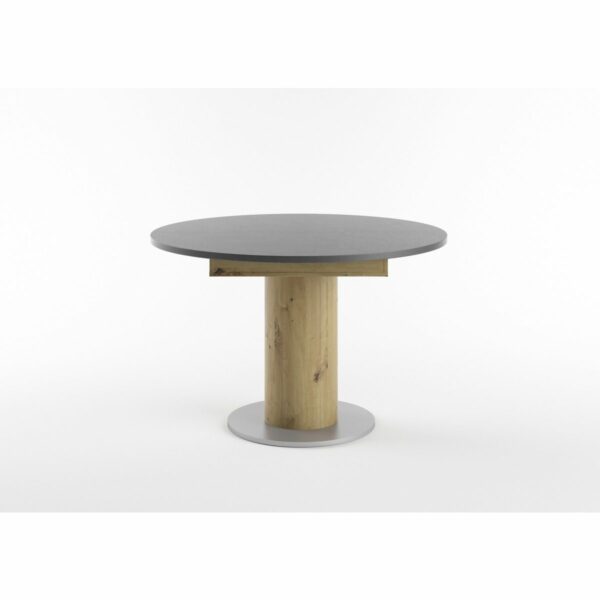 Set One Atlanta-System Esstisch Tischplatte rund Dekor graphit Säule rund Artisan Eiche Nachbildung seitlich