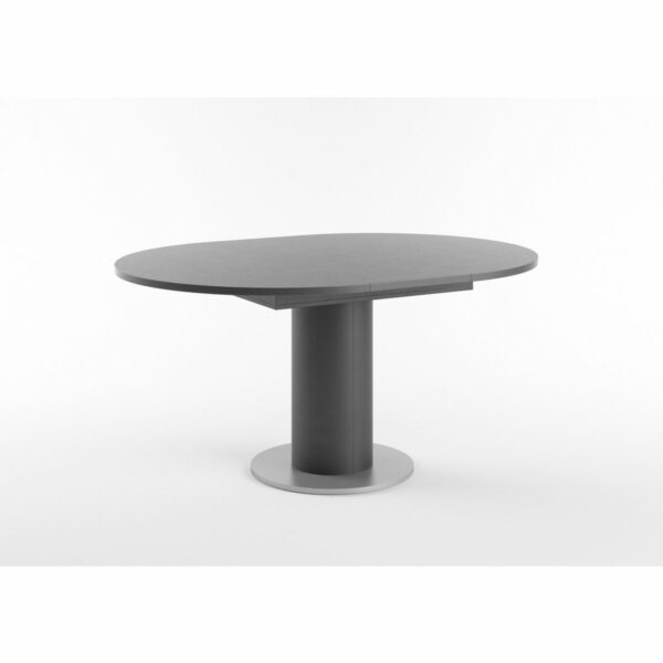 Set One Atlanta-System Esstisch Tischplatte rund Dekor graphit Säule rund Dekor Schwarzstahl ausgezogen