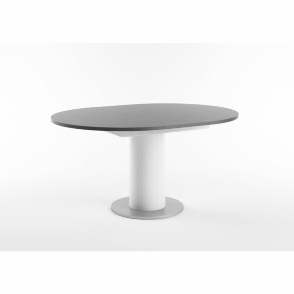 Set One Atlanta-System Esstisch Tischplatte rund Dekor graphit Säule rund Dekor weiß matt ausgezogen
