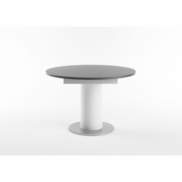 Set One Atlanta-System Esstisch Tischplatte rund Dekor graphit Säule rund Dekor weiß matt seitlich