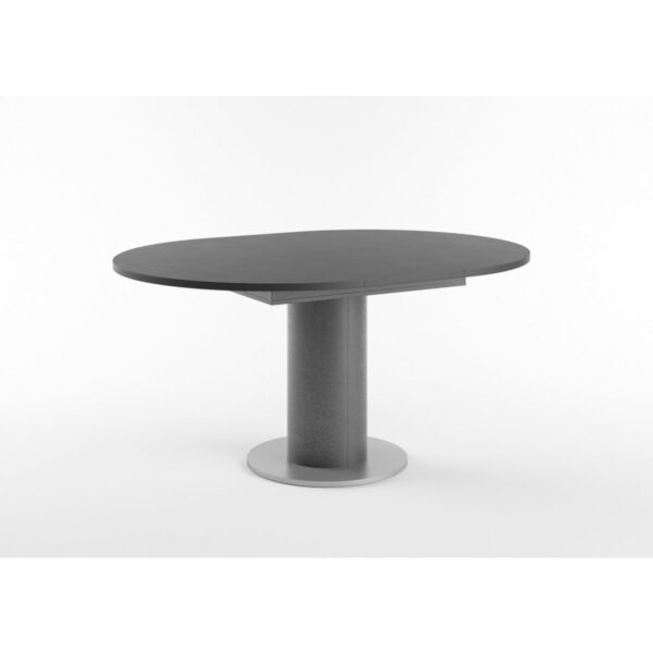 Set One Atlanta-System Esstisch Tischplatte rund Dekor Schwarzstahl Säule rund Dekor graphit ausgezogen