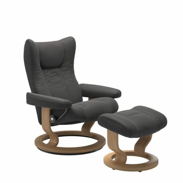 Stressless Wing M Classic im Leder Paloma Rock mit Gestell in Eiche