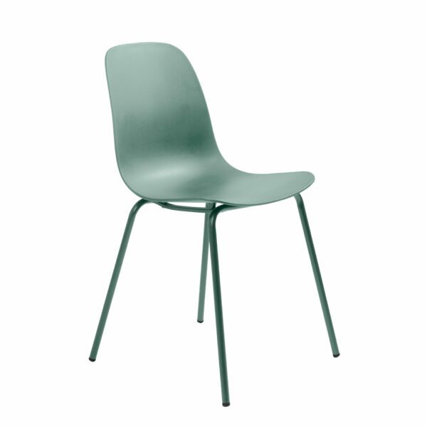 Trendstore Urix Stuhl mit Sitzschale und Metallfüßen in der Farbe Dusty Green.