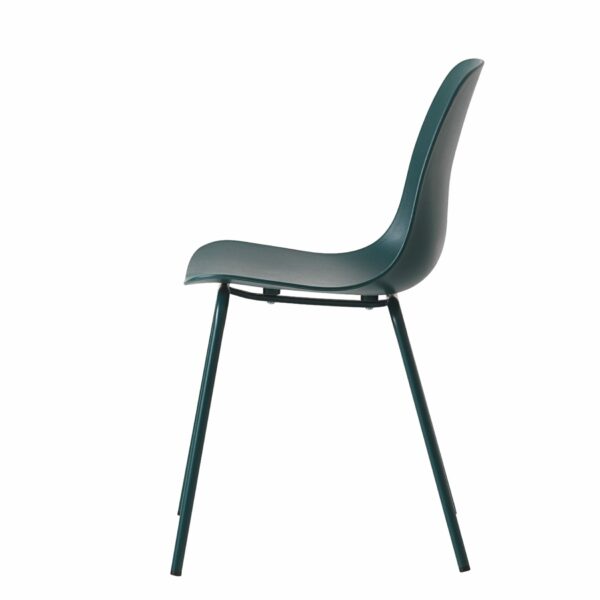 Trendstore Urix Stuhl mit Sitzschale und Metallfüßen in der Farbe Petrol.