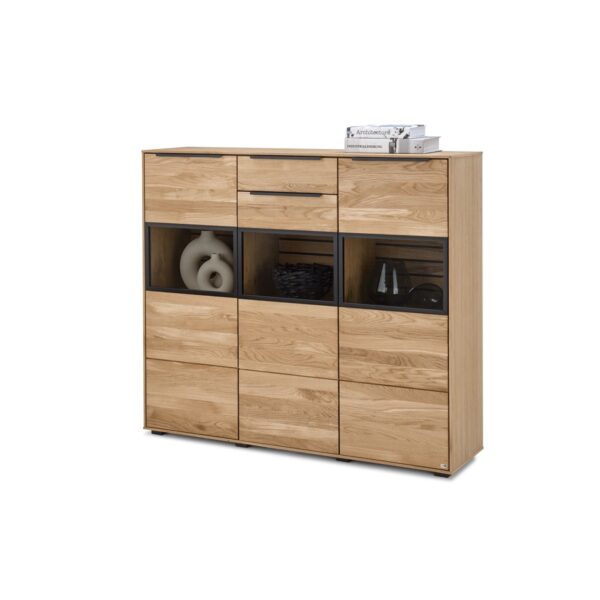 set one by Musterring Jackson Highboard mit Vitrinenelement, inkl. LED-Beleuchtung.