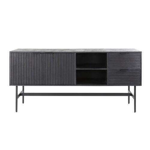 Liadomo Zürich Sideboard mit Holzlamellen in Schwarz