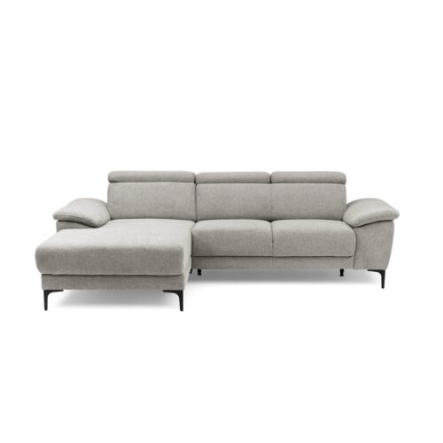 Trendstore Ezra Ecksofa in Bezug Argon taupe mit manueller Kopfteilverstellung, automatischer Sitztiefenverstellung und Relaxfunktion - Ottomane links